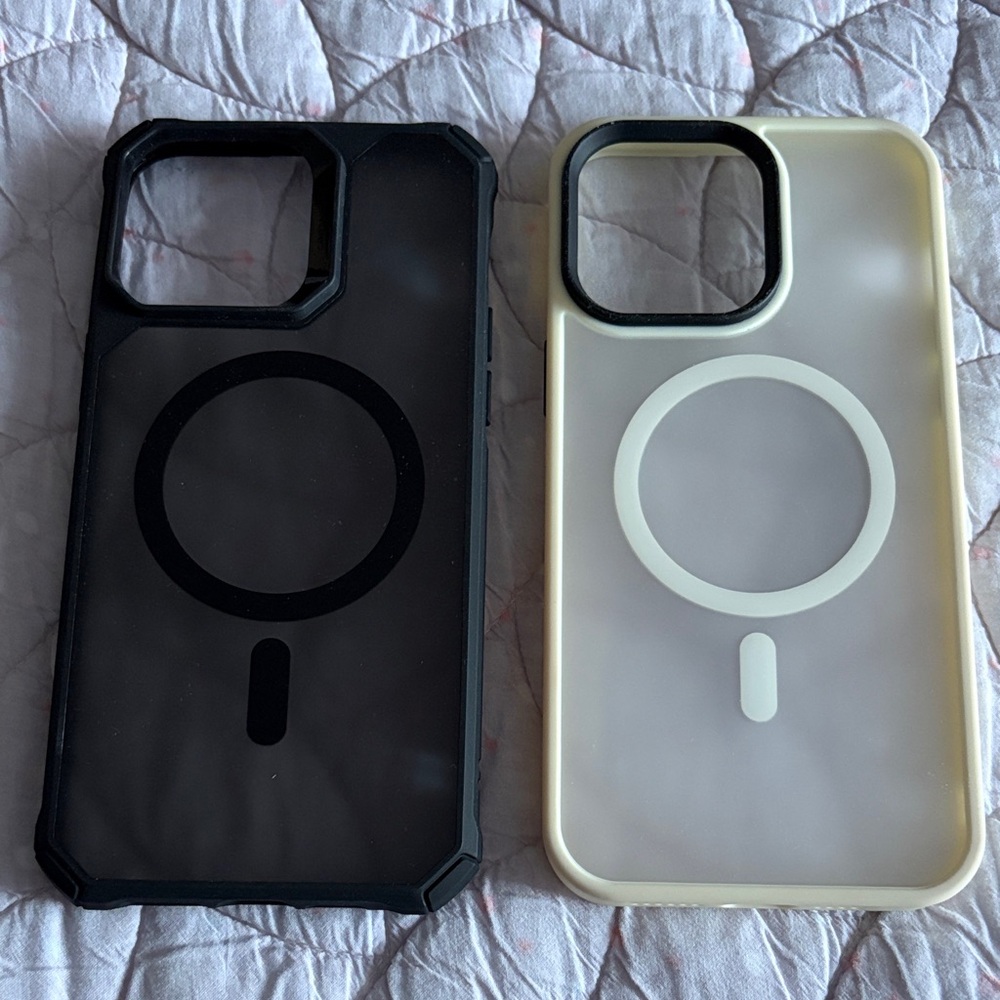 Mag Safe Phone Cases for iPhone 14 ProMax - Black and Cream